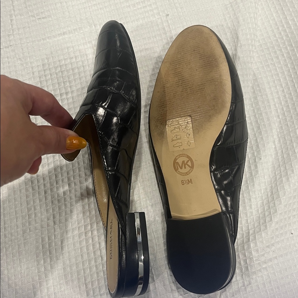 Michael Kors Black Croc-Embossed Loafers - Picture 3 of 3